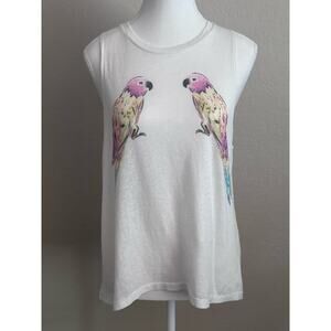 Billabong Women’s Lightweight Thin White Bird Sleeveless Top - size M
